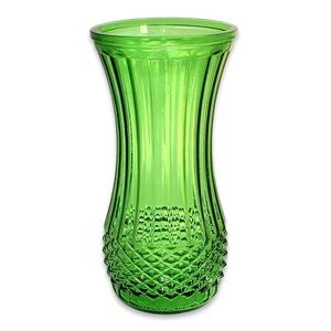 Vintage Hoosier Emerald Green Glass Vase Diamond Cut Ribbed Style 4088-A